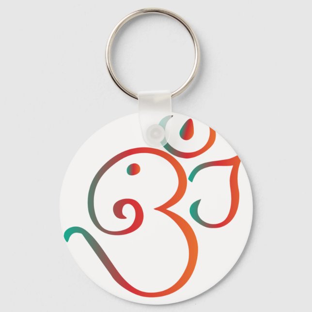 Om-ganpati-green-orange Key Ring (Front)