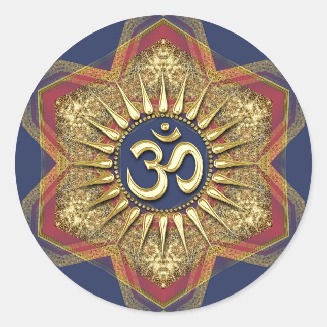 Om Gold Hexagon Sparkle Spiritual Art Sticker (Front)