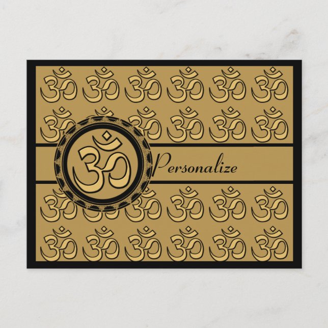Om Gold Postcard Personalise (Front)