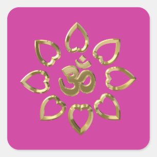 Om golden symbol square sticker