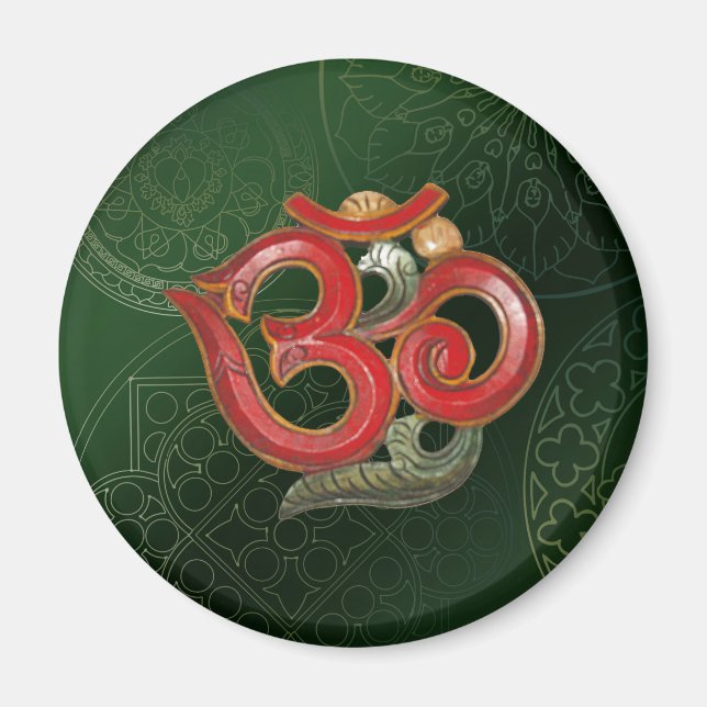 OM green red yoga hindu Magnet (Front)