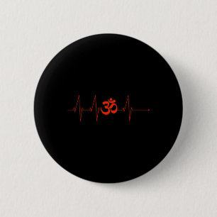 Om Heartbeat Funny Sacred Ohm Yoga Meditation Cool 6 Cm Round Badge