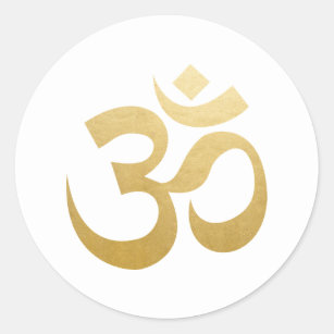 Om HIndu Meditation Symbol Yoga Faux Gold Foil Classic Round Sticker