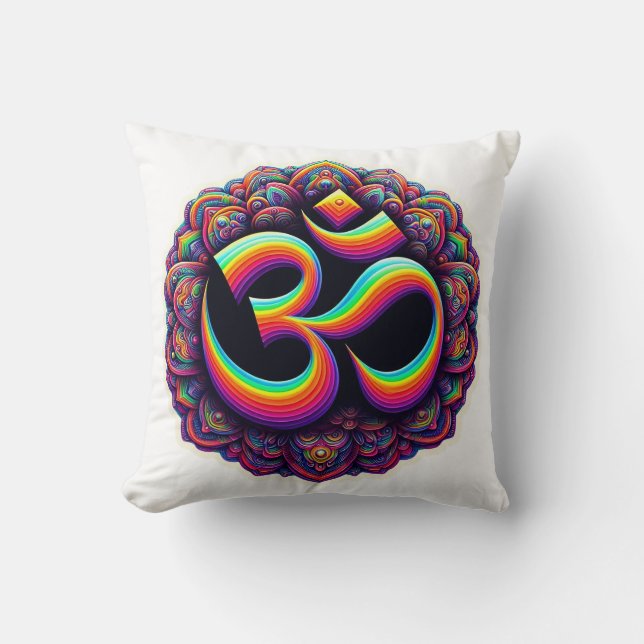 Om Hindu Symbol Throw Pillow (Front)