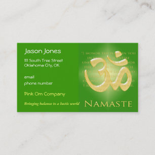Om in Green & Gold - Namaste Appointment Card