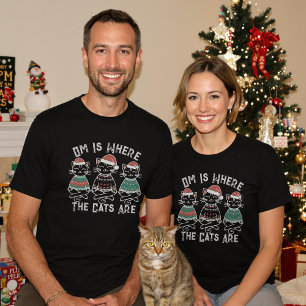 Om Is Where the Cats Are – Funny Yoga Christmas T-Shirt