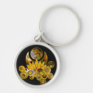 Om Lotus black Key Ring