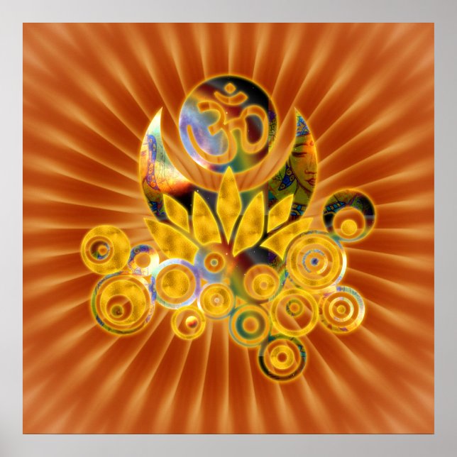 Om Lotus | dark orange flower Poster (Front)