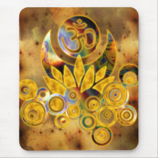 Om Lotus | dark yellow universe Mouse Pad