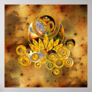 Om Lotus dark yellow universe Poster