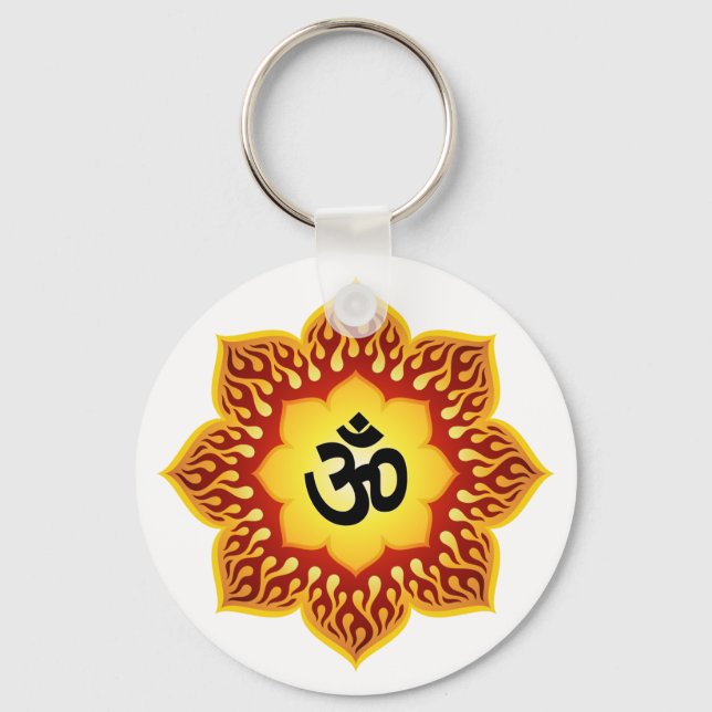 Om Lotus Fire Key Ring (Front)