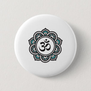Om Lotus Flower Symbol Spiritual Yoga Buddhism Med 6 Cm Round Badge