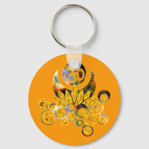 Om Lotus orange Key Ring