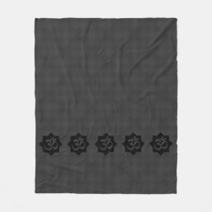 OM Lotus Spirituality Yoga in Carbon Fibre Style Fleece Blanket