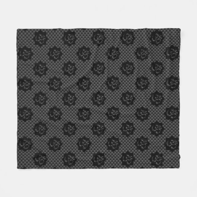 OM Lotus Spirituality Yoga in Carbon Fibre Style Fleece Blanket (Front (Horizontal))