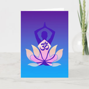 Om Lotus Yoga Pose Purple Hue Card