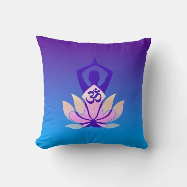 Om Lotus Yoga Pose Purple Hue Cushion (Front)