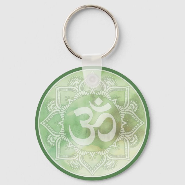 Om Mandala Green Keychain (Front)