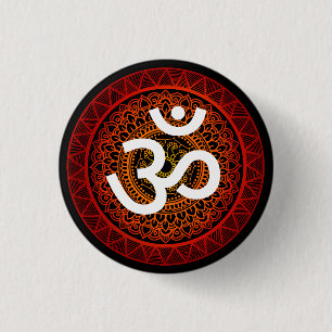 Om Mandala Red Root Chakra 3 Cm Round Badge