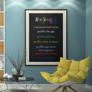Om Mani Padme Hum Avalokiteshvara Mantra Colourful Poster