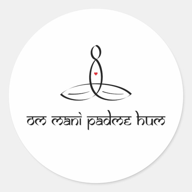 Om Mani Padme Hum - Black Sanskrit style Classic Round Sticker (Front)