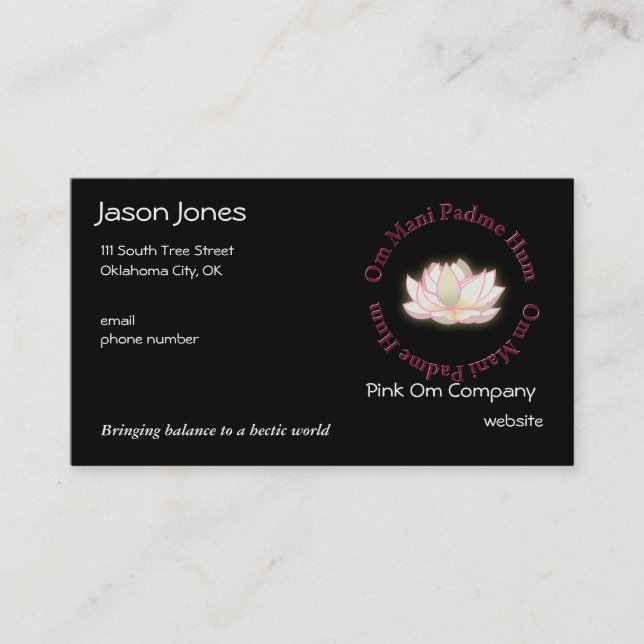Om Mani Padme Hum Business Card (Front)