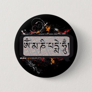 Om Mani Padme Hum Grubge 6 Cm Round Badge