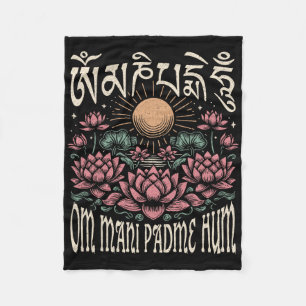 Om Mani Padme Hum Lotus Flower Sun Buddhist Compio Fleece Blanket
