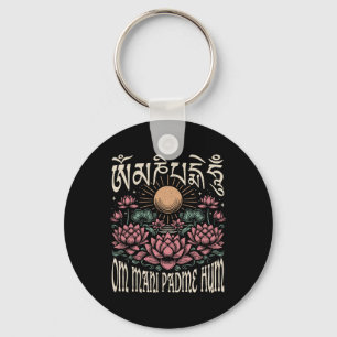 Om Mani Padme Hum Lotus Flower Sun Buddhist Compio Key Ring