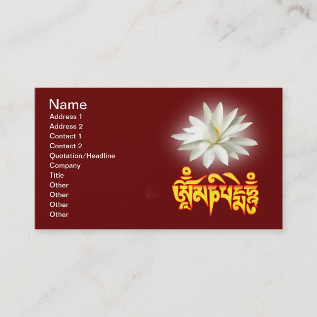 Om mani padme hum mantra business card (Front)
