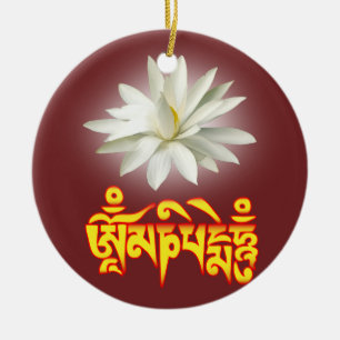 Om mani padme hum mantra ceramic ornament