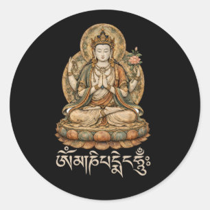 Om Mani Padme Hum Mantra Compassion Chenrezig Classic Round Sticker