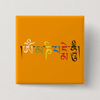 Om Mani Padme Hum Mantra Elegance 15 Cm Square Badge
