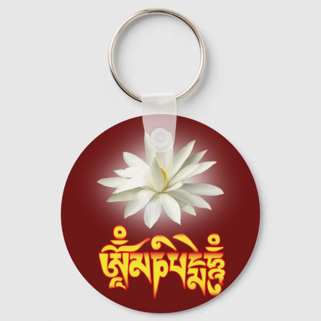 Om mani padme hum mantra key ring (Front)