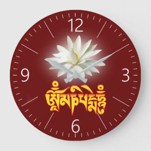 Om mani padme hum mantra large clock