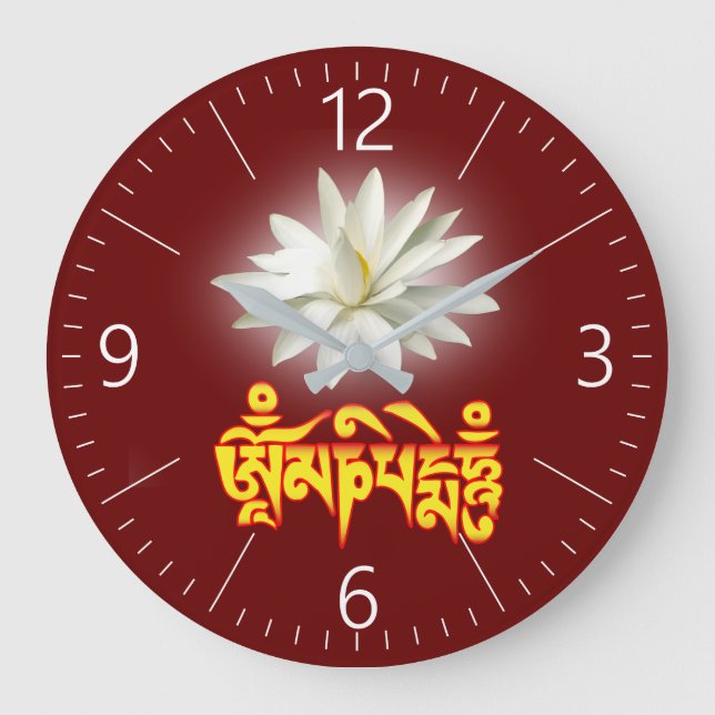 Om mani padme hum mantra large clock (Front)
