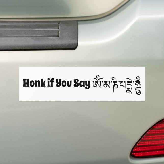Om Mani Padme Hum Tibetan Buddhist Mantra Bumper Sticker (On Car)