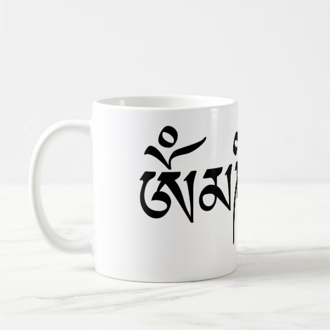 Om Mani Padme Hum Tibetan Buddhist Mantra Coffee Mug (Left)