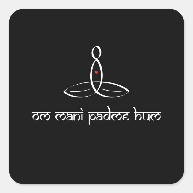 Om Mani Padme Hum - White Sanskrit style Square Sticker (Front)