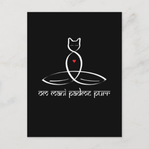 Om Mani Padme Purr - Sanskrit style text. Postcard