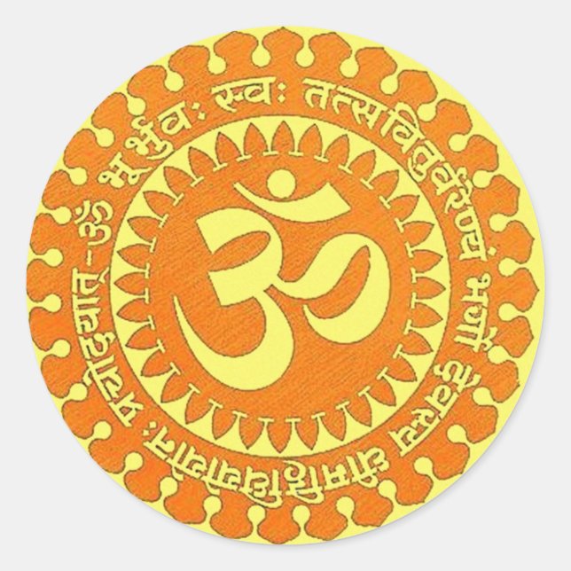 OM MANTRA CLASSIC ROUND STICKER (Front)
