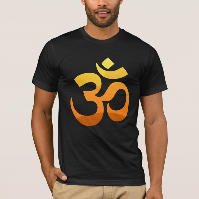Om Mantra Gold Sun Meditation Yoga Front Design T-Shirt (Front)