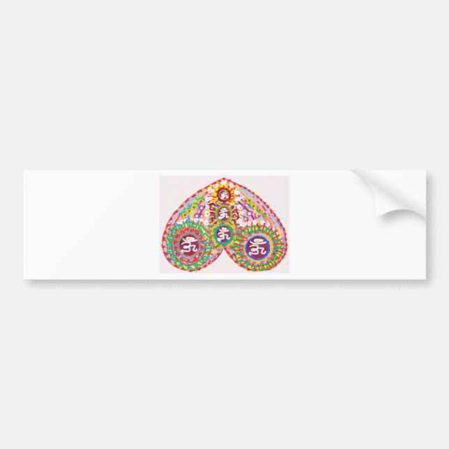 OM MANTRA in HEART Bumper Sticker (Front)