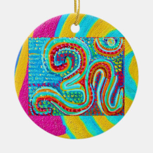 Om Mantra - Om written 108 times Ceramic Ornament