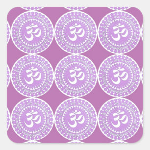 OM Mantra  : OMMANTRA  Purple Chant Square Sticker