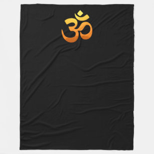 Om Mantra Symbol Gold Sun Meditation Yoga Fleece Blanket