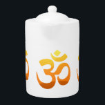 Om Mantra Yoga Symbol Gold Sun Asana Relax Fitness<br><div class="desc">Om Mantra Yoga Symbol Gold Sun Asana Relax Fitness Meditation Yellow Orange Inspirational Elegant Sunrise Teapot.</div>