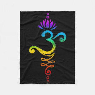 Om Mantra, Yoga, Symbol, Lotus Flower, Rainbow, Ch Fleece Blanket