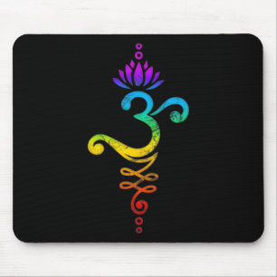 Om Mantra, Yoga, Symbol, Lotus Flower, Rainbow, Ch Mouse Pad