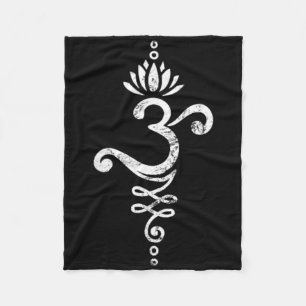 Om Mantra Yoga Symbol Lotus Flower Unalome Ornamen Fleece Blanket